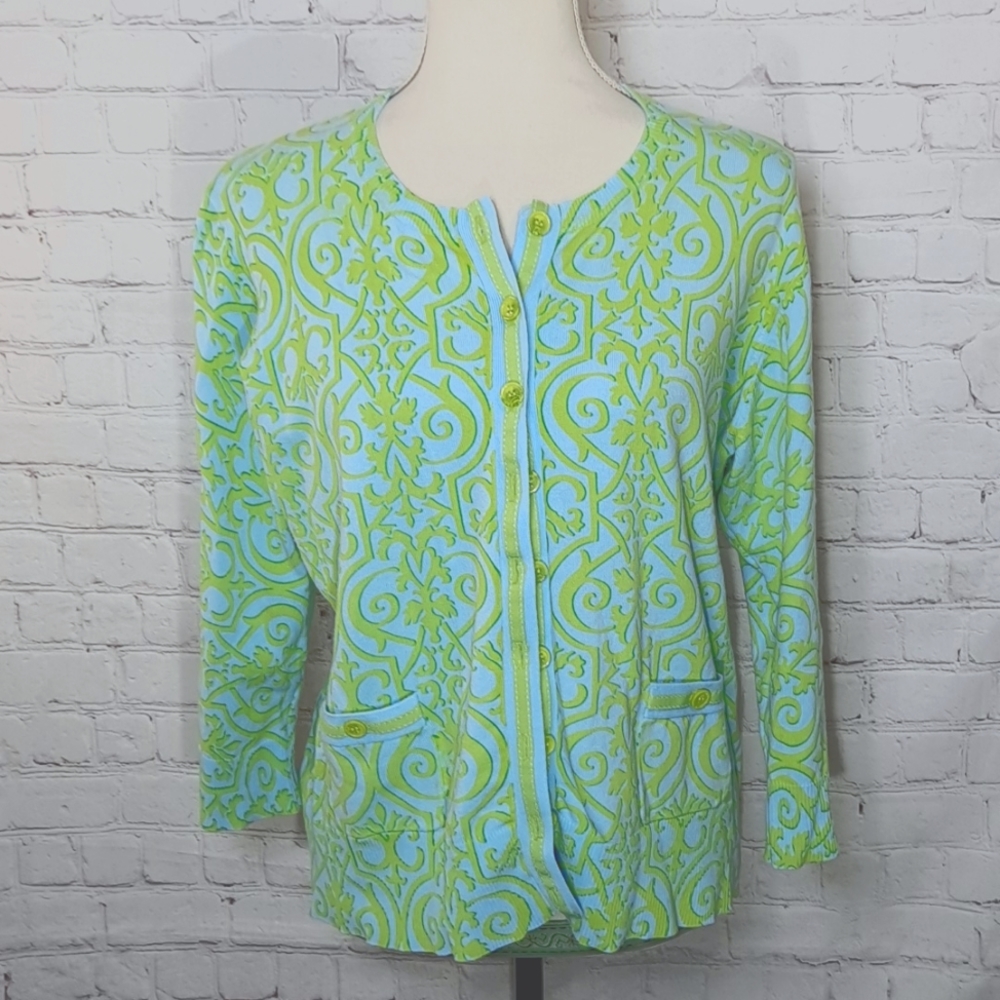 Lilly & Van Blue And Green Long Sleeve Cardigan